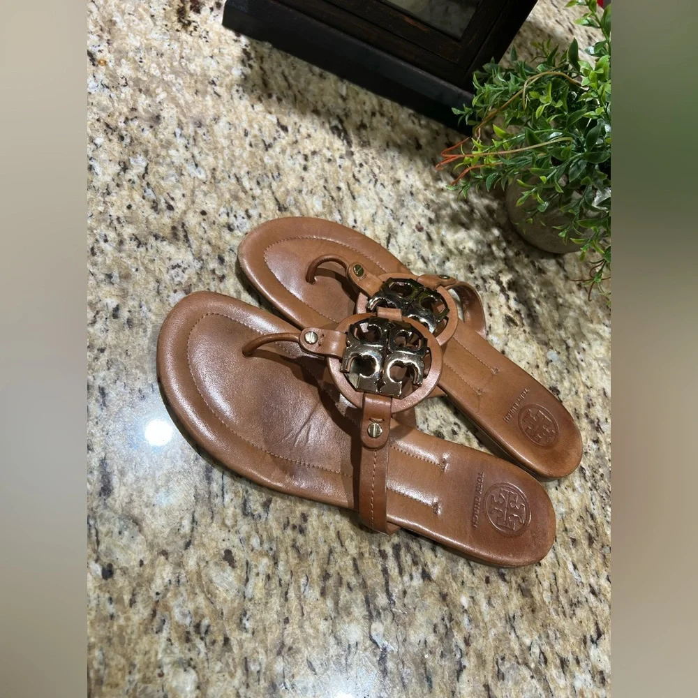 Tory Burch Metal Miller Tan/Brown Gold Sandal 9.5M